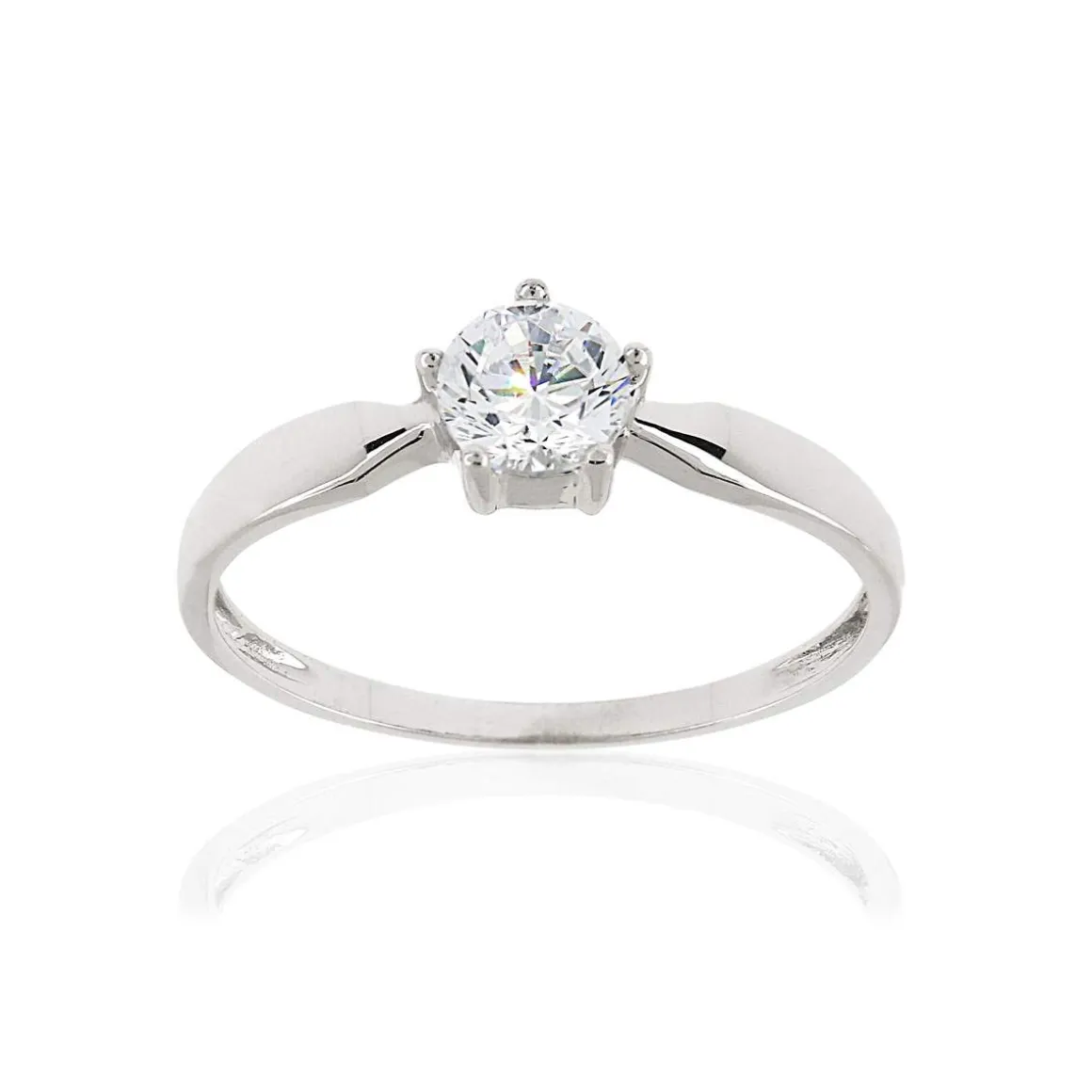 Bague or 375 blanc zirconia