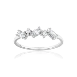 Bague or 375 blanc zirconia
