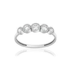 Bague or 375 blanc zirconia blanc