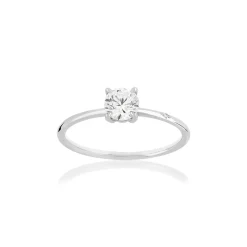 Bague or 375 blanc zirconia blanc