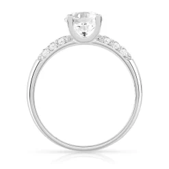 Bague or 375 blanc zirconias