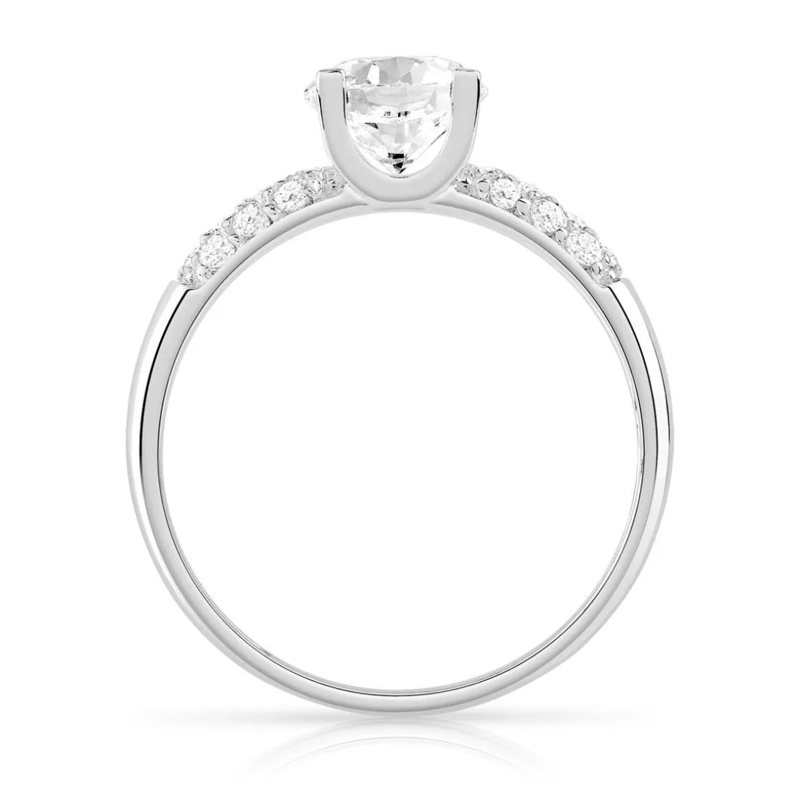 Bague or 375 blanc zirconias
