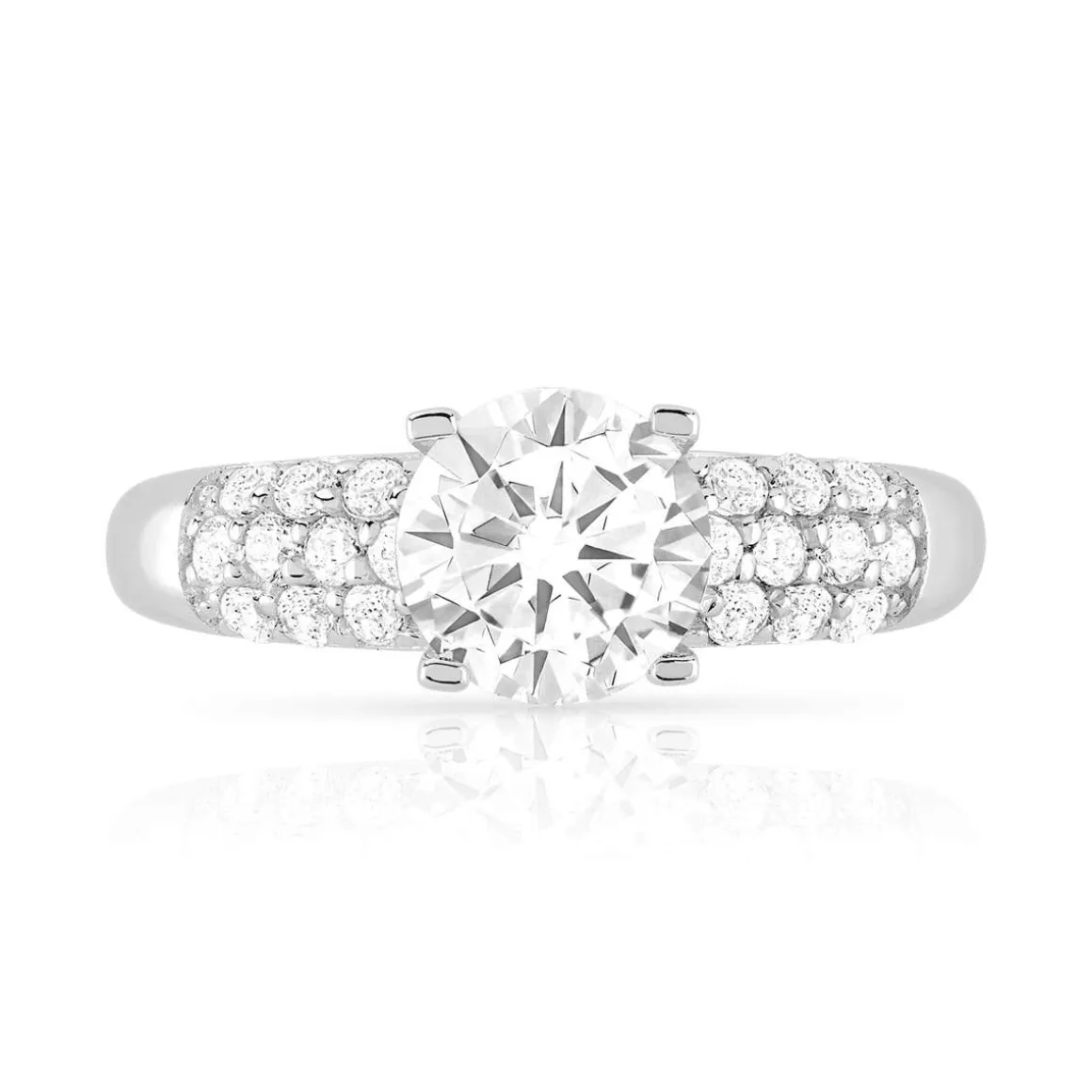 Bague or 375 blanc zirconias