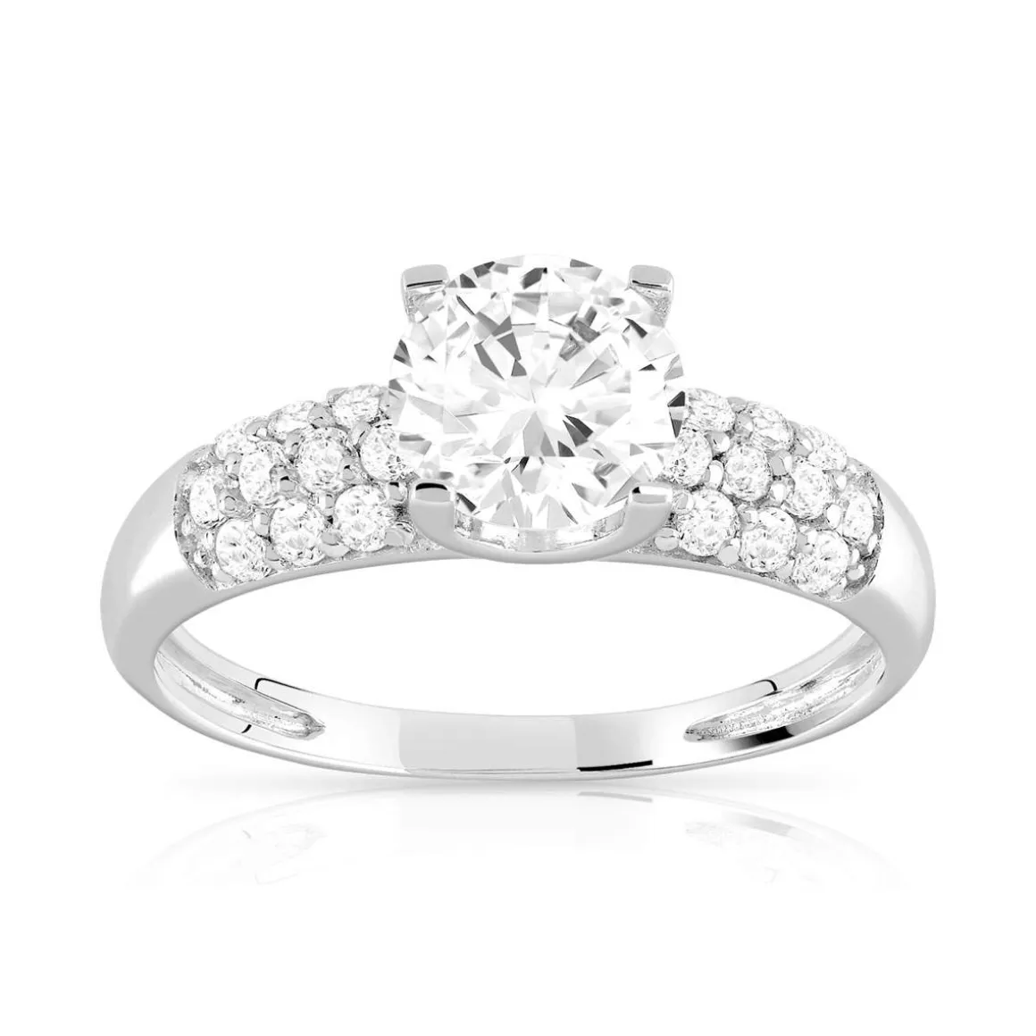 Bague or 375 blanc zirconias