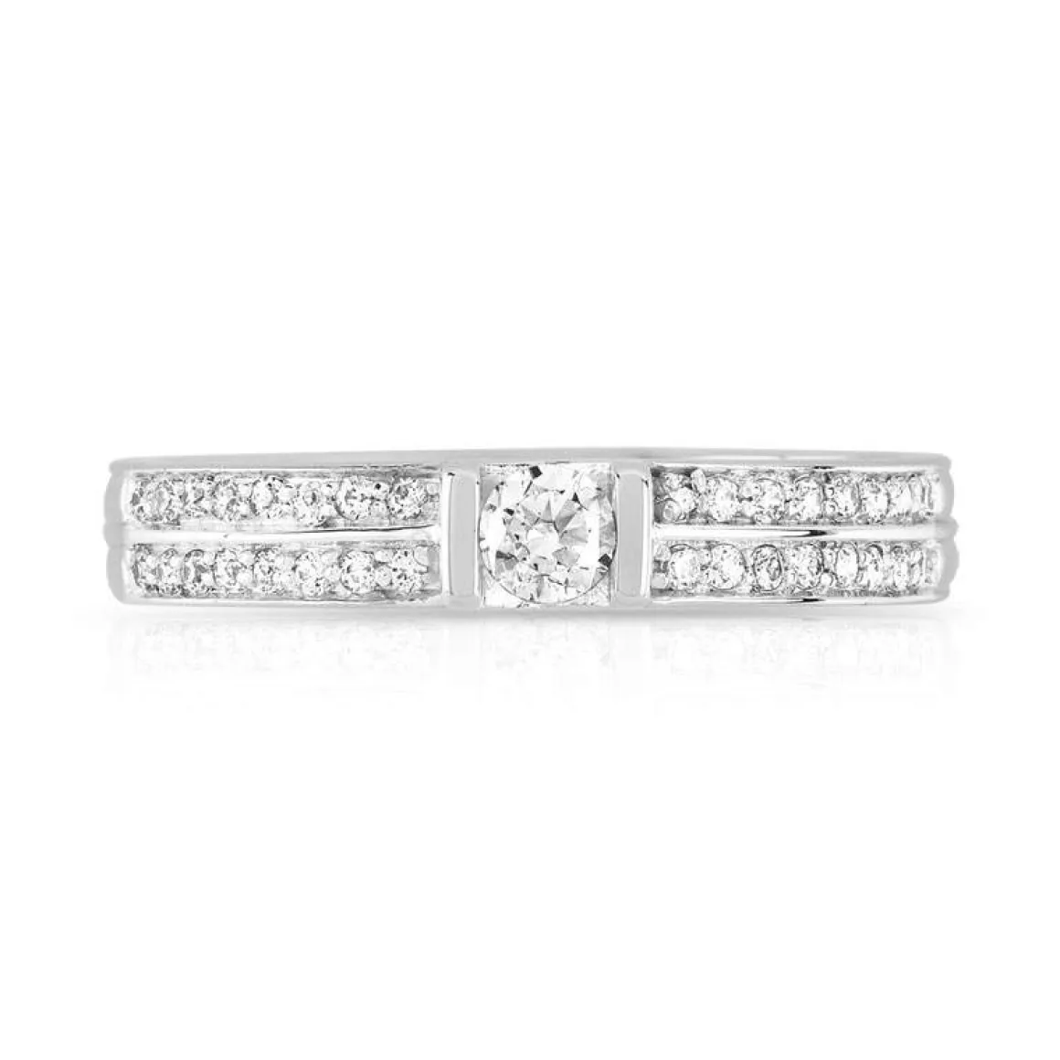 Bague or 375 blanc zirconias