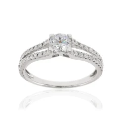 Bague or 375 blanc zirconias
