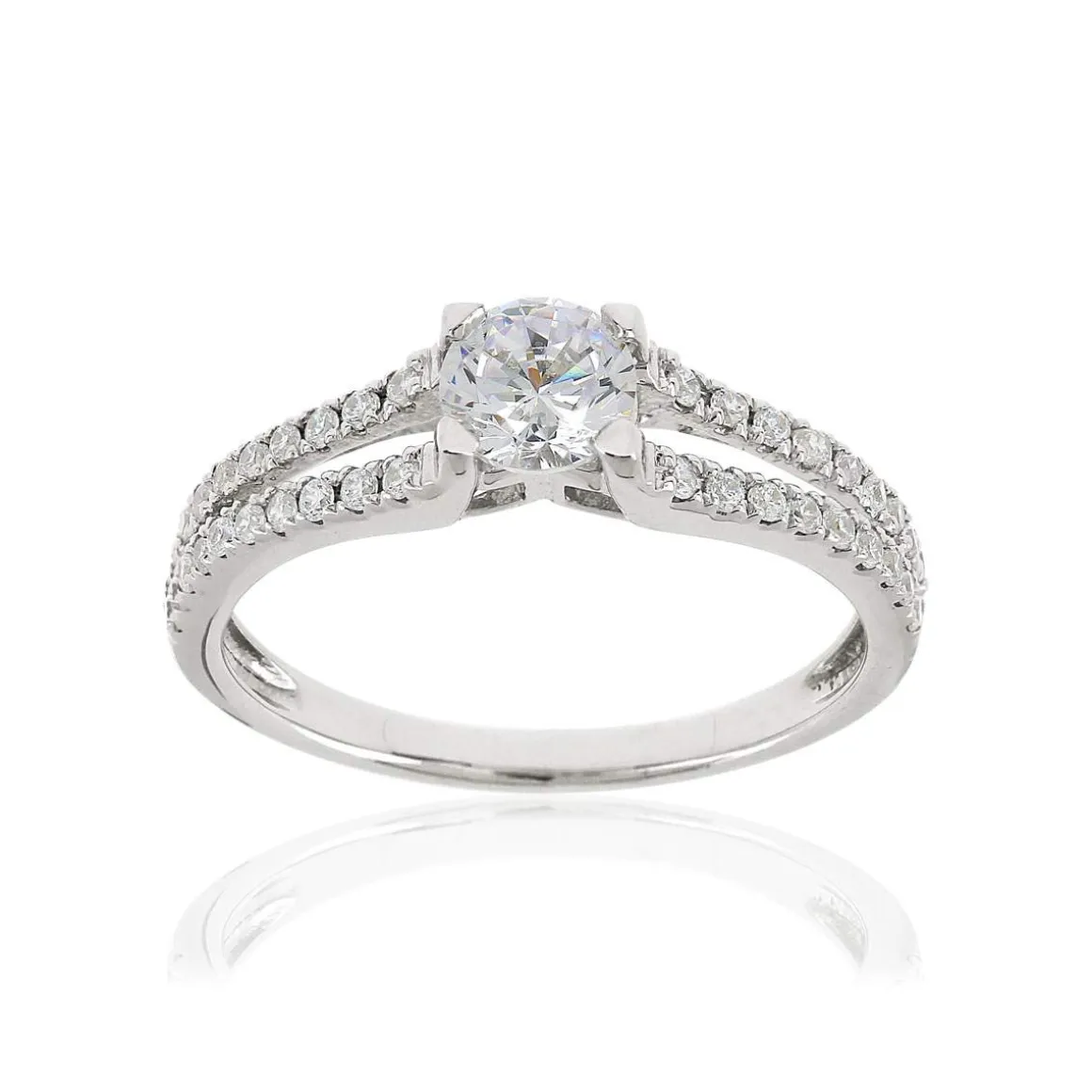 Bague or 375 blanc zirconias