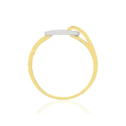 Bague or 375 et or rhodié, forme coeur, diamants total 10/100e de carat.