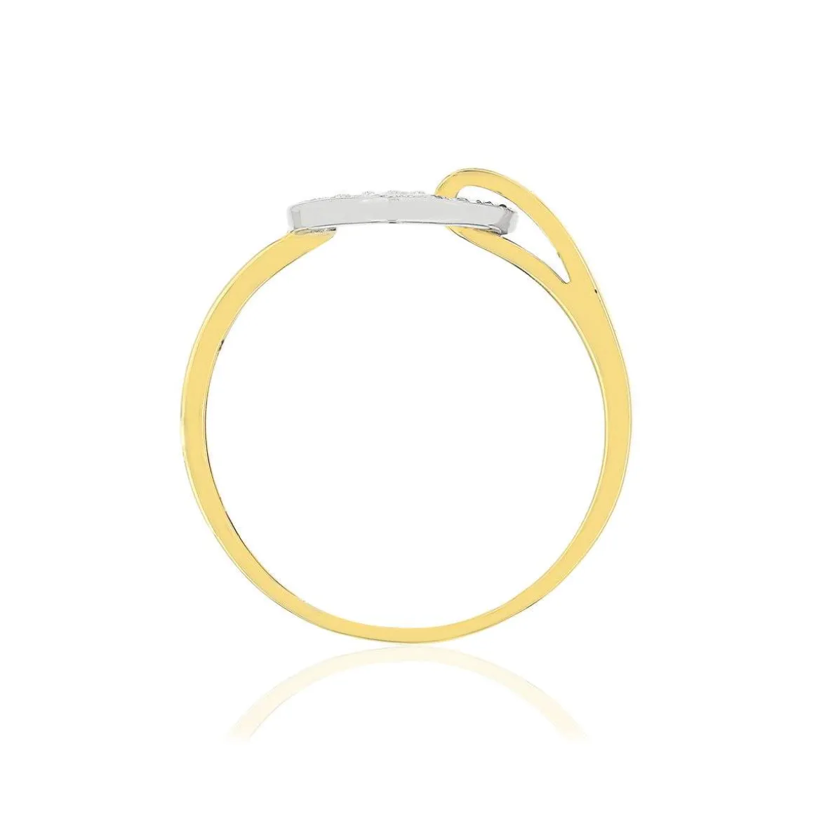 Bague or 375 et or rhodié, forme coeur, diamants total 10/100e de carat.