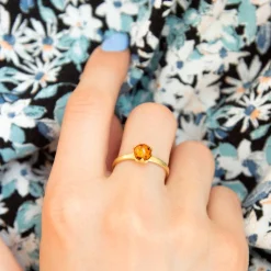 Bague or 375 jaune ambre