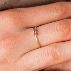 Bague or 375 jaune amethystes