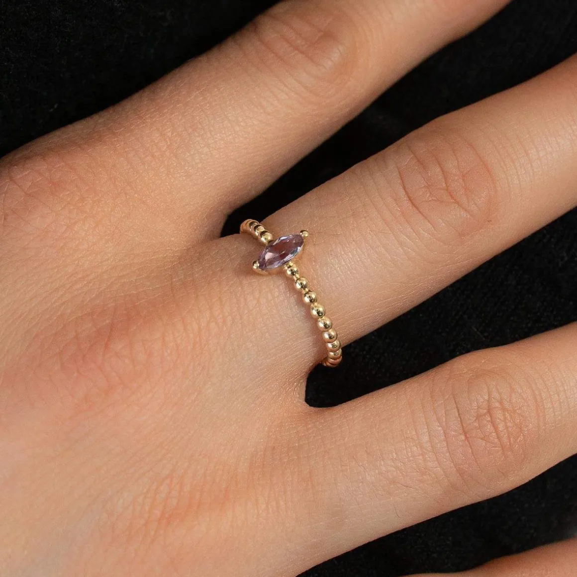 Bague or 375 jaune améthyste