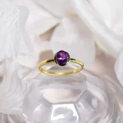Bague or 375 jaune améthyste