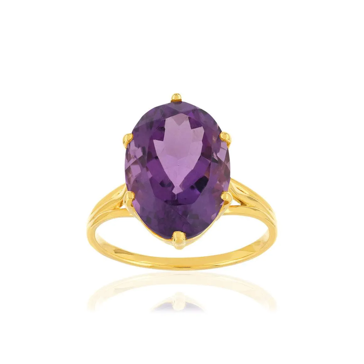 Bague or jaune 750, 1 Améthyste de 5 carats.