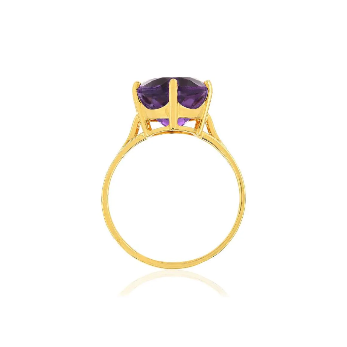 Bague or jaune 750, 1 Améthyste de 5 carats.