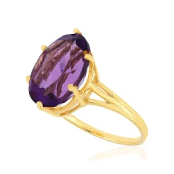 Bague or jaune 750, 1 Améthyste de 5 carats.