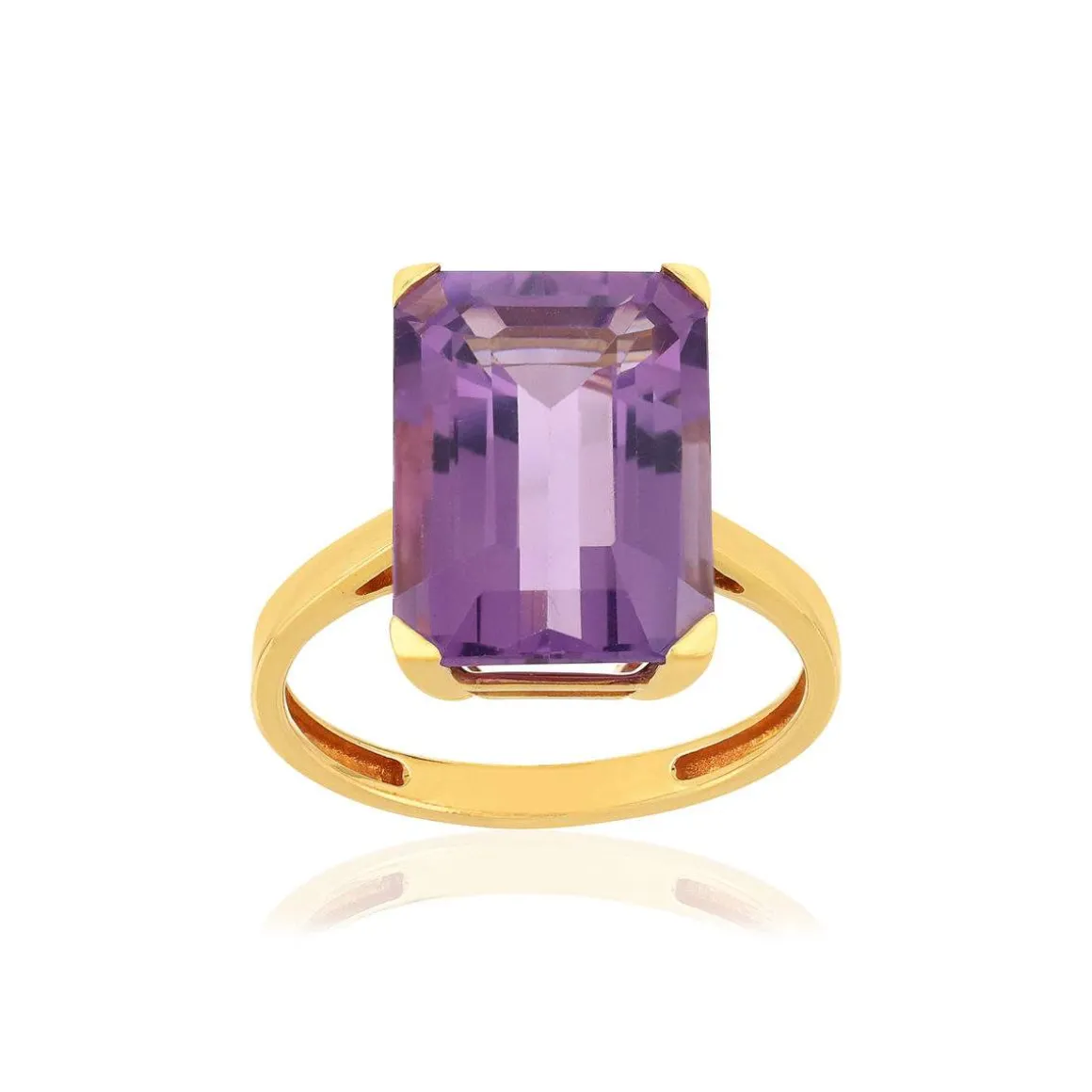 Bague or jaune 750, 1 Améthyste de 6,80 carats.
