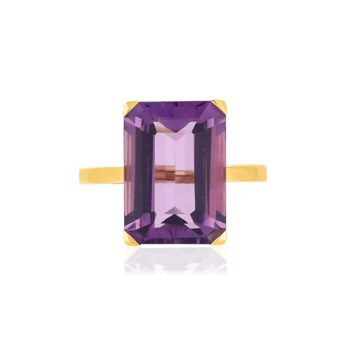 Bague or jaune 750, 1 Améthyste de 6,80 carats.