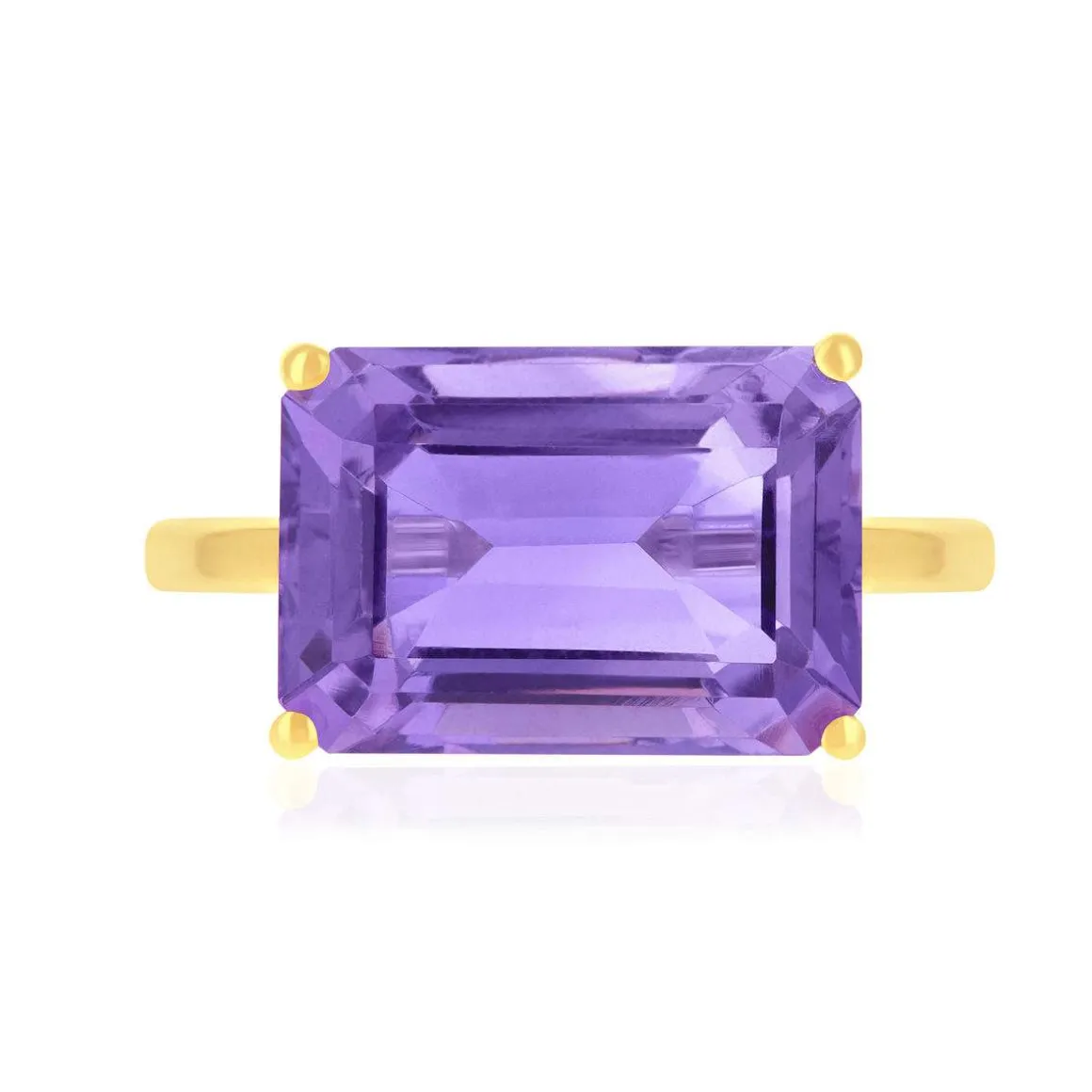 Bague or 750 jaune améthystes