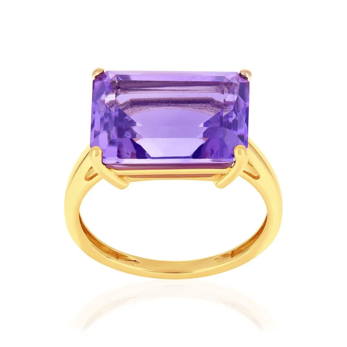Bague or 750 jaune améthystes