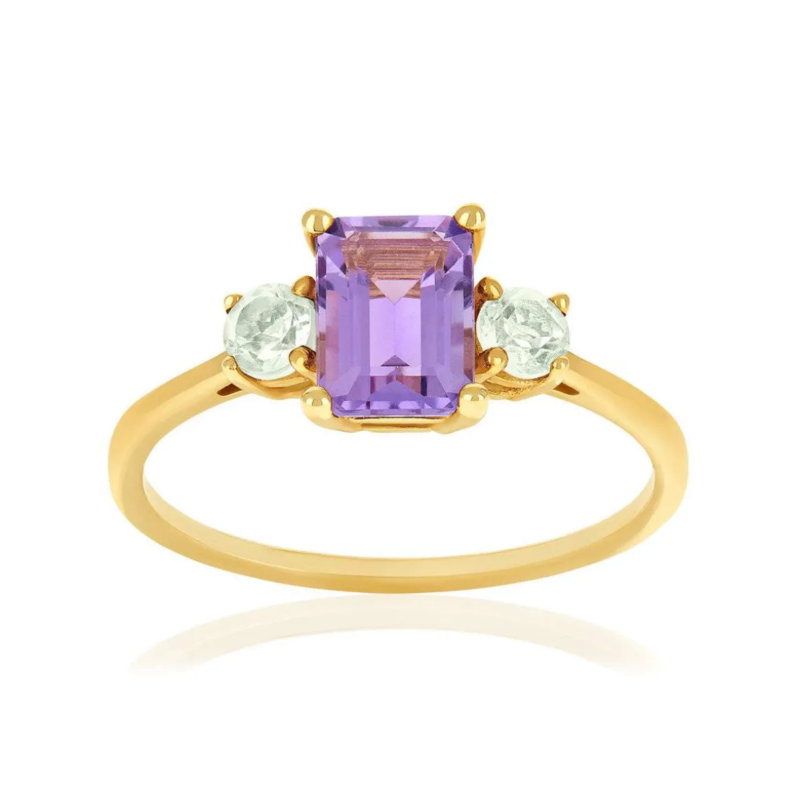 Bague or 375 jaune améthystes