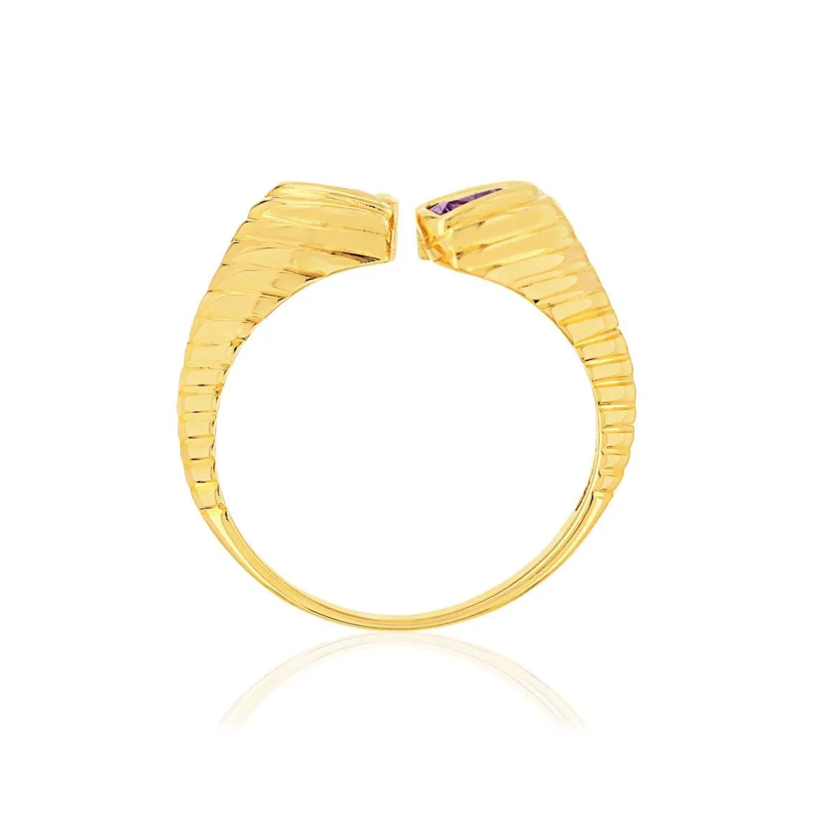 Bague or jaune 375 améthystes taille troidia