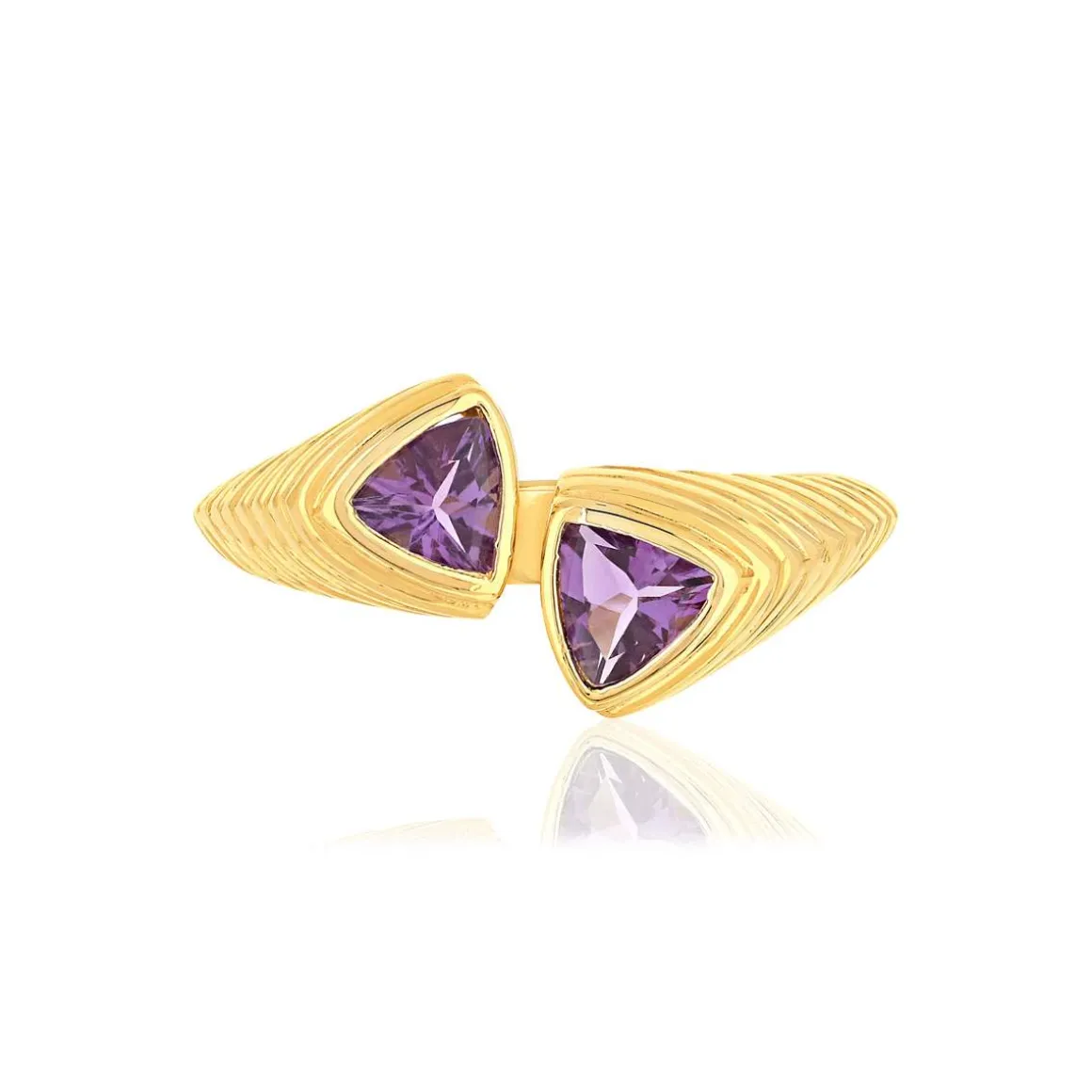 Bague or jaune 375 améthystes taille troidia