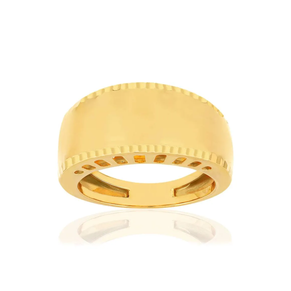 Bague or jaune 375, bord ciselé