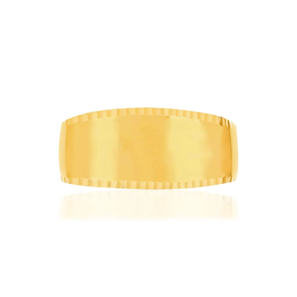 Bague or jaune 375, bord ciselé