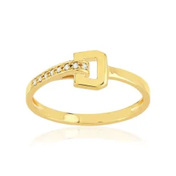 Bague or 750 jaune boucle et demi-tour diamants