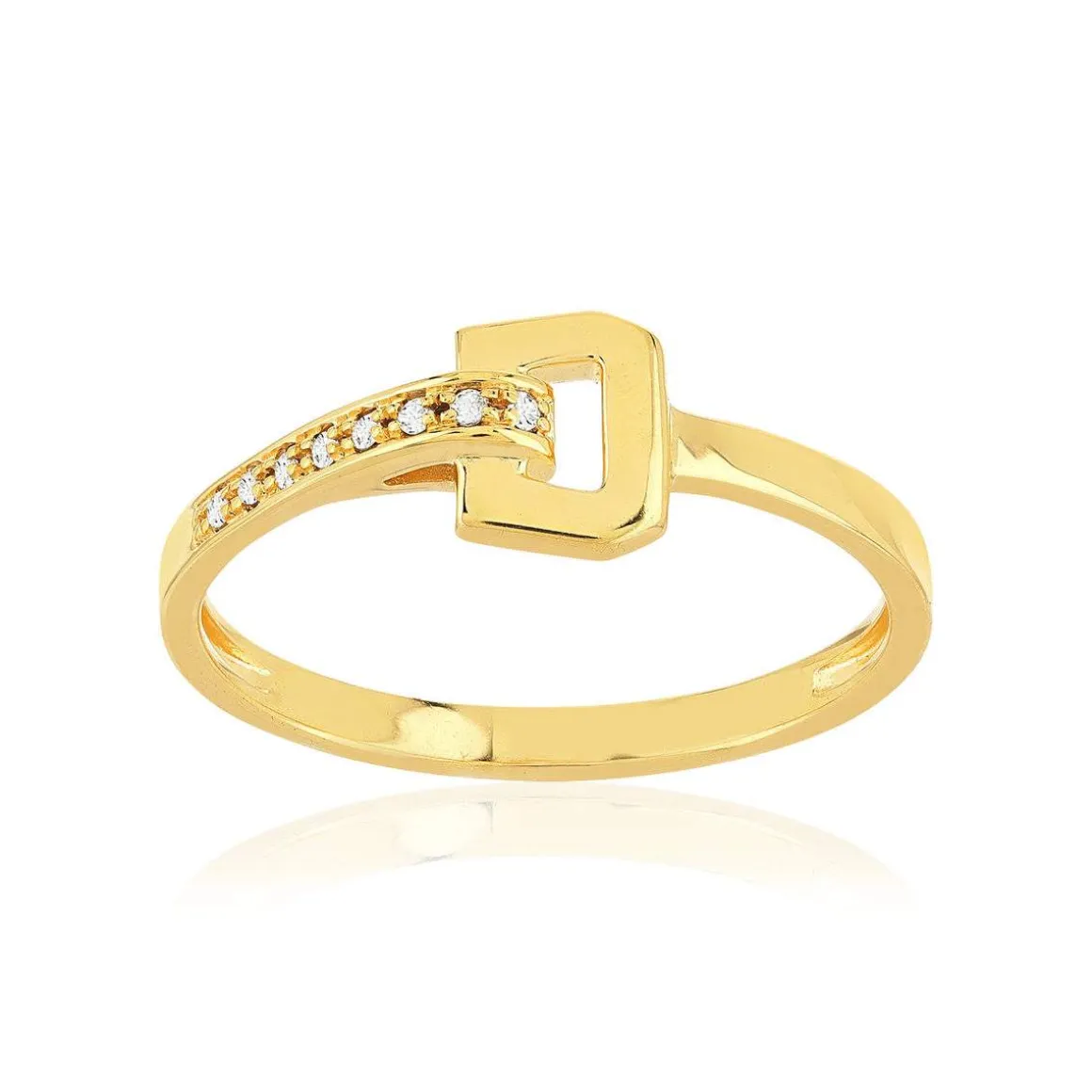 Bague or 750 jaune boucle et demi-tour diamants