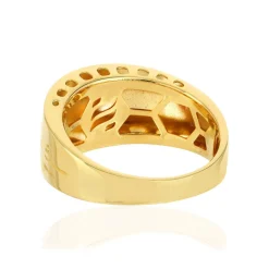 Bague or jaune 375, ciselé, motif soleil.