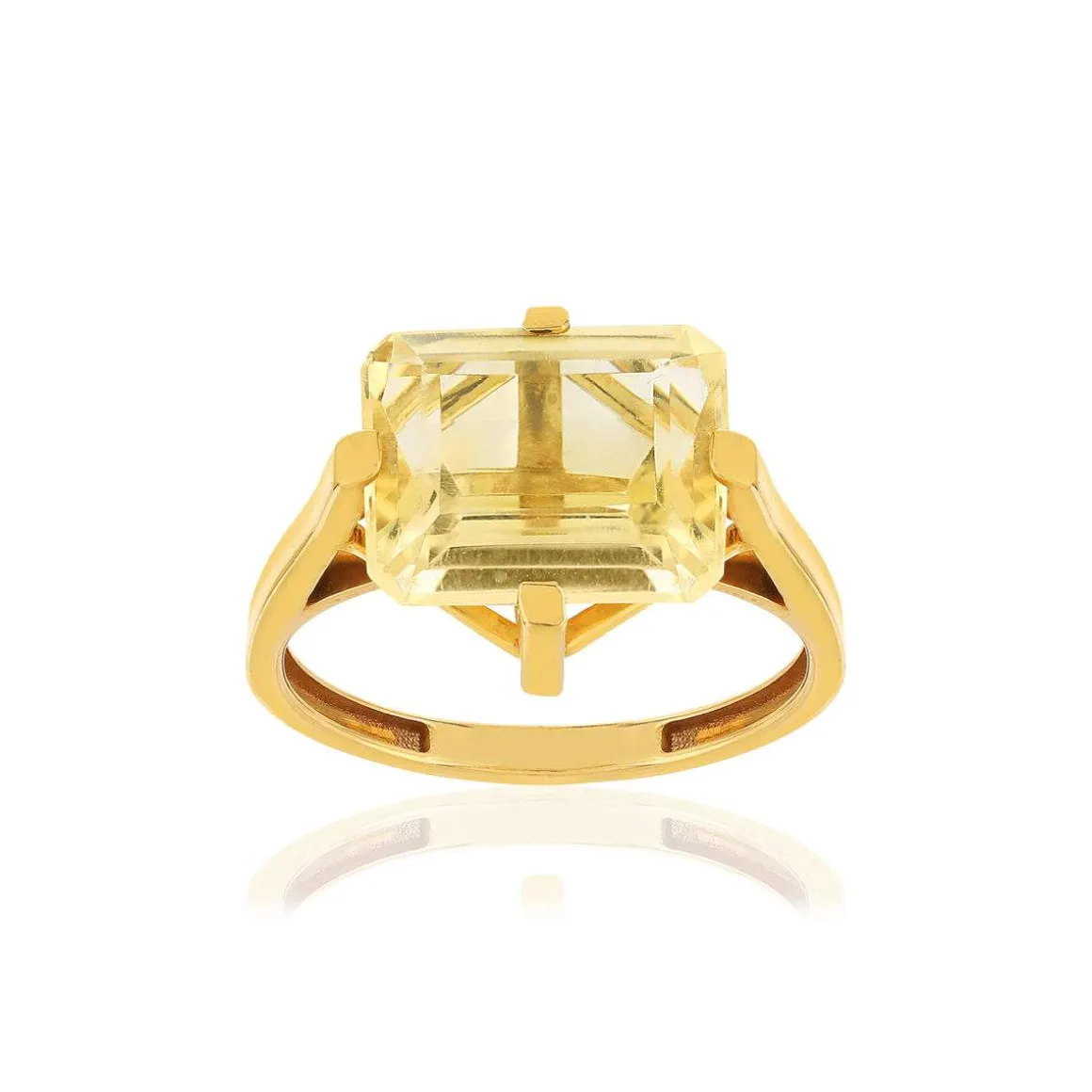 Bague or jaune 750, 1 citrine de 5 carats.