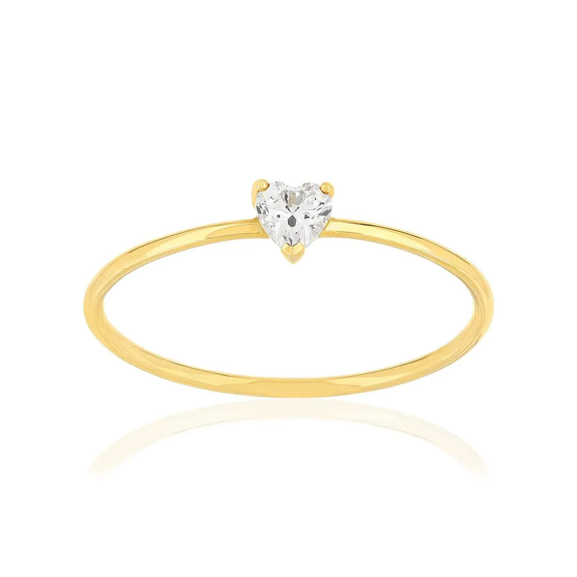 Bague or jaune 375 coeur zirconia