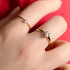 Bague or jaune 375 coeur zirconia