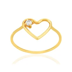 Bague or 375 jaune coeur zirconia