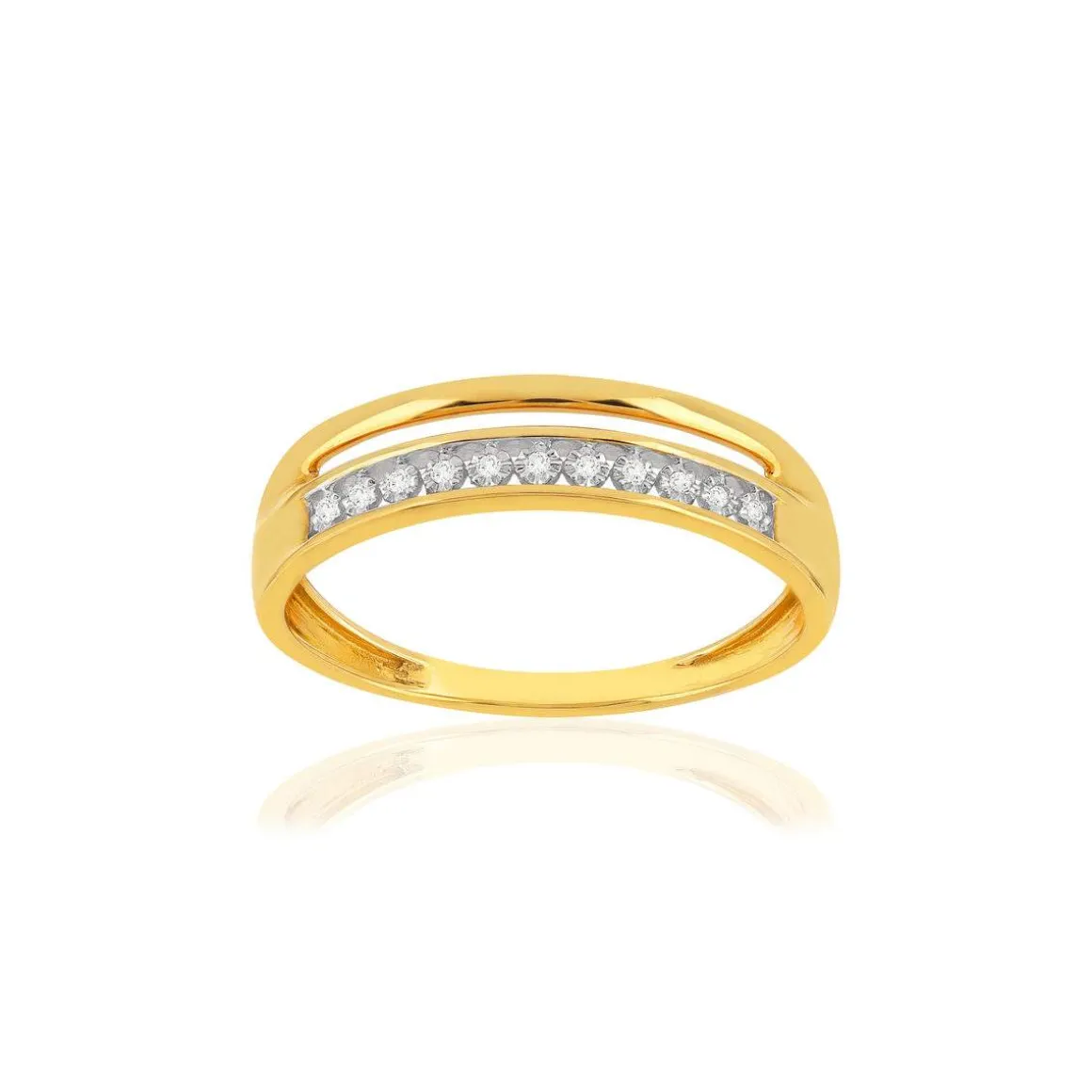 Bague or 375 jaune diamants