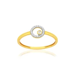 Bague or 375 jaune diamants