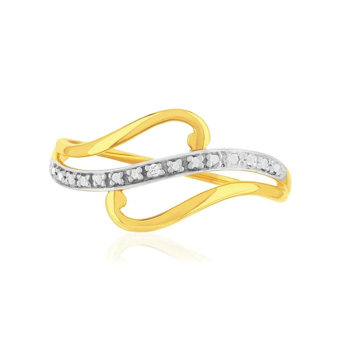 Bague or 375 jaune diamants