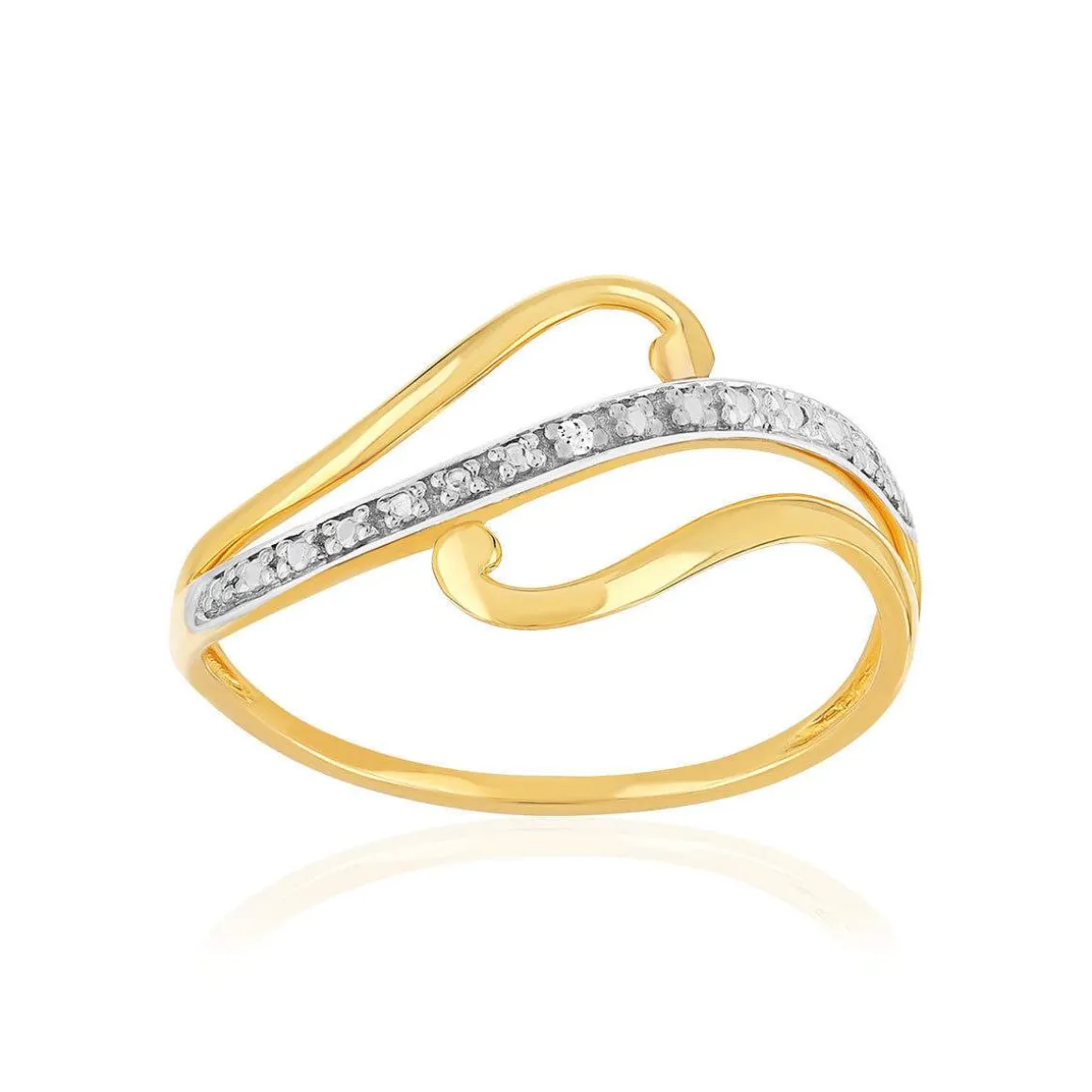 Bague or 375 jaune diamants
