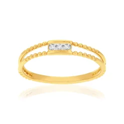 Bague or 375 jaune diamants