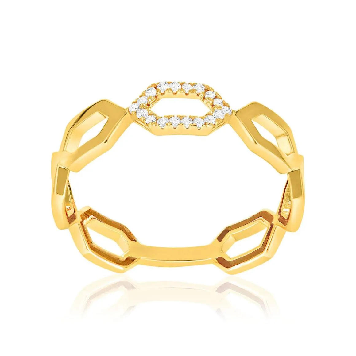 Bague or 375 jaune diamants