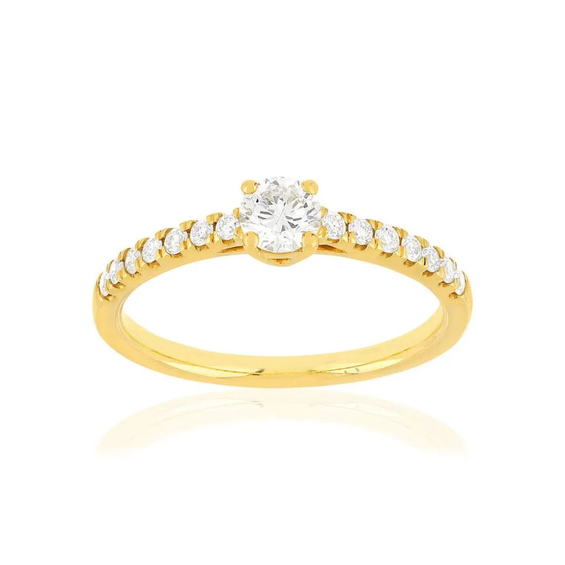 Bague or jaune 750 diamants synthétiques 0.50 carat