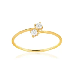 Bague or 375 jaune duo zirconias