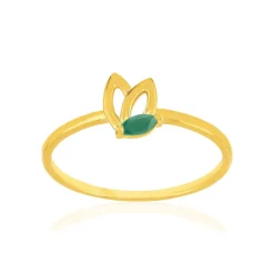 Bague or 375 jaune emeraudes