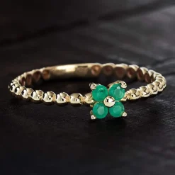 Bague or 375 jaune emeraudes