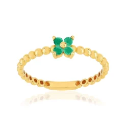 Bague or 375 jaune emeraudes