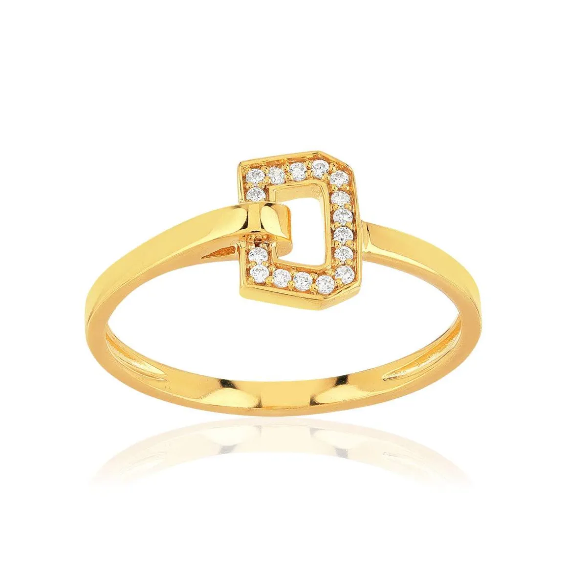 Bague or 750 jaune et boucle diamants
