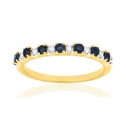 Bague or 750 jaune et rhodié diamants et saphirs