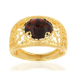 Bague or jaune 375 filigrane grenat